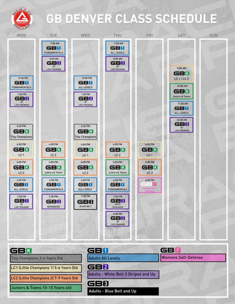 gracie barra denver schedule